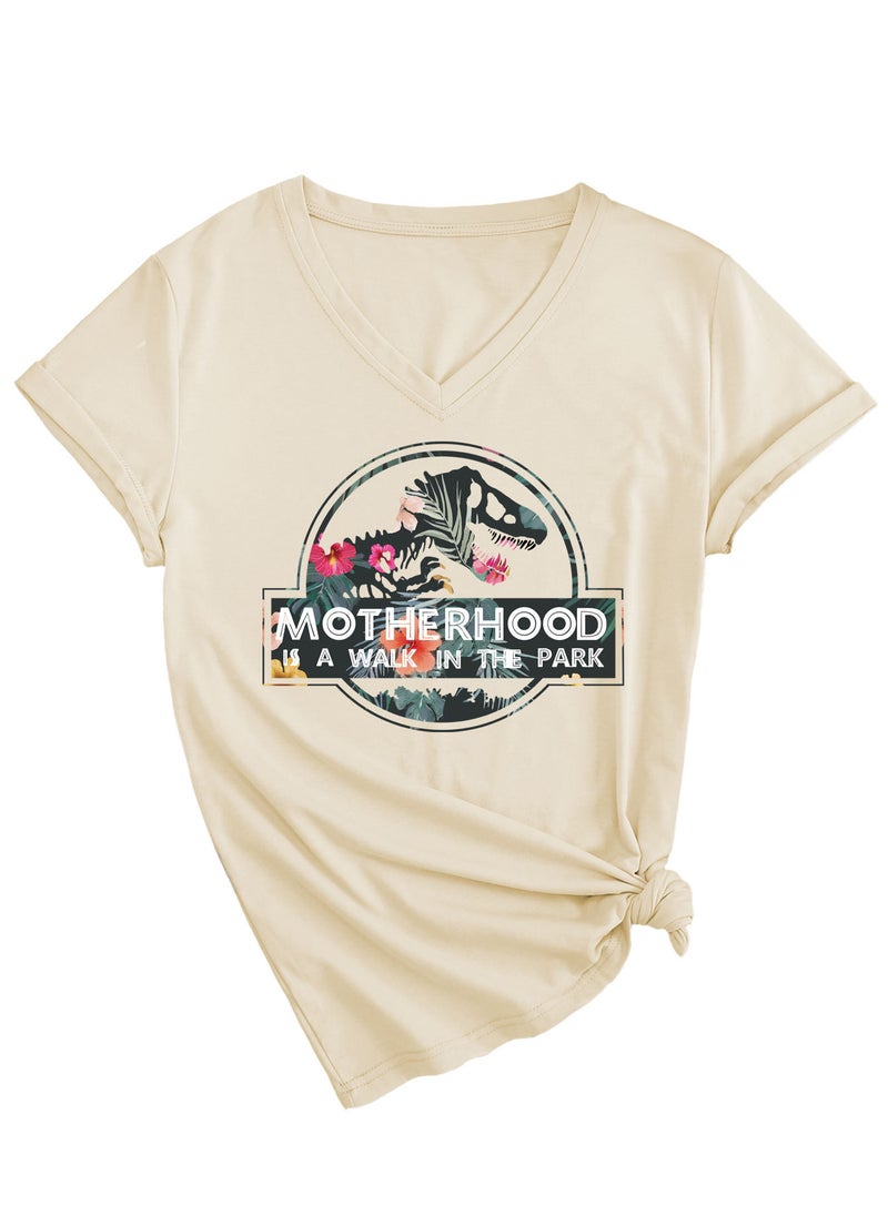 Generic - New MOTHERHOOD V-Neck Fashion Womens Tee 3812-sand color (color picture) - Image 1