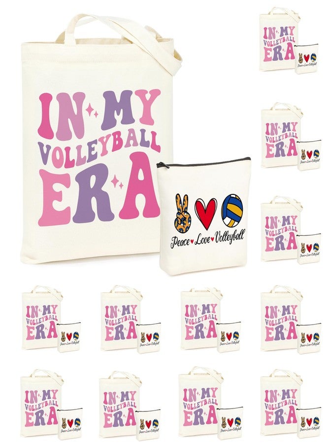 JMTMBR 24 PCS Volleyball Team Gift Set, In My Volleyball Era Canvas Tote Bags & Makeup Bags, Bulk Party Favors for Teen Girls, Players, Senior Night - Image 1