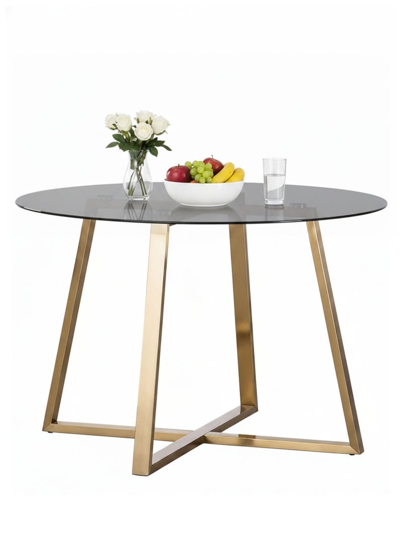 CHOIWIN Modern Round Glass Dining Table, Tempered Glass Kitchen Table, Contemporary Circle Dining Room Table for Living Room, Apartment 100*100*75CM - Image 2