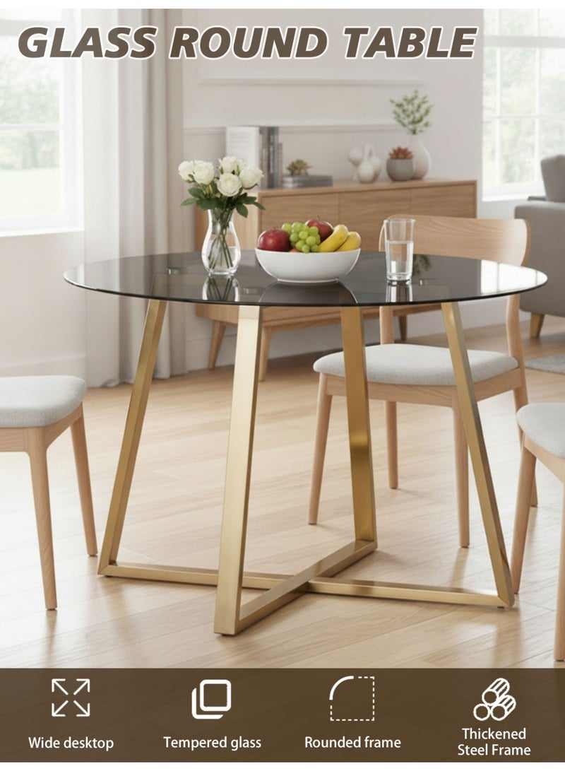 CHOIWIN Modern Round Glass Dining Table, Tempered Glass Kitchen Table, Contemporary Circle Dining Room Table for Living Room, Apartment 100*100*75CM - Image 3