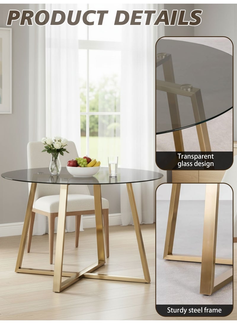CHOIWIN Modern Round Glass Dining Table, Tempered Glass Kitchen Table, Contemporary Circle Dining Room Table for Living Room, Apartment 100*100*75CM - Image 5