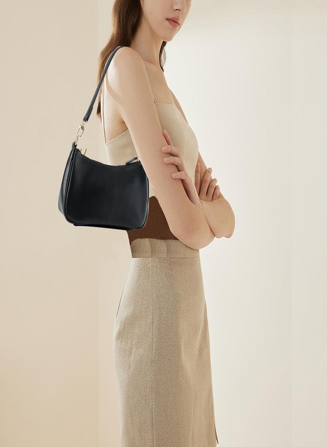 feujury Shoulder Bag for women Crossbody Bags Retro Classic Small Hobo Purse Clutch Tote Handbags with Zipper Closure, Black, 10.5 x 2.7 x 6 inches - Image 2