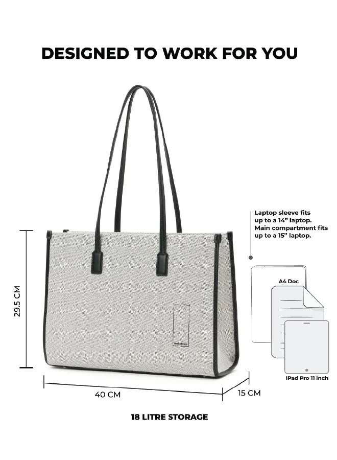 Mokobara MOKOBARA The Skye Tote Bag | Fits Upto 14" Laptop | Lightweight | Perfect For Work And Daily Use | Has Organizational Pockets And Laptop Sleeve | Made With Vegan Leather | For Women