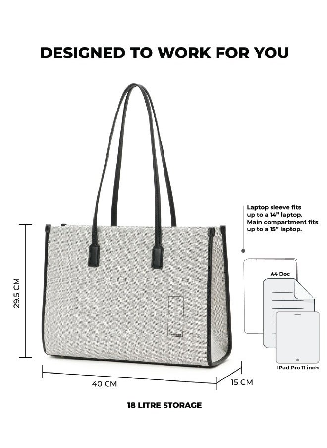 Mokobara MOKOBARA The Skye Tote Bag | Fits Upto 14" Laptop | Lightweight | Perfect For Work And Daily Use | Has Organizational Pockets And Laptop Sleeve | Made With Vegan Leather | For Women  - Image 5