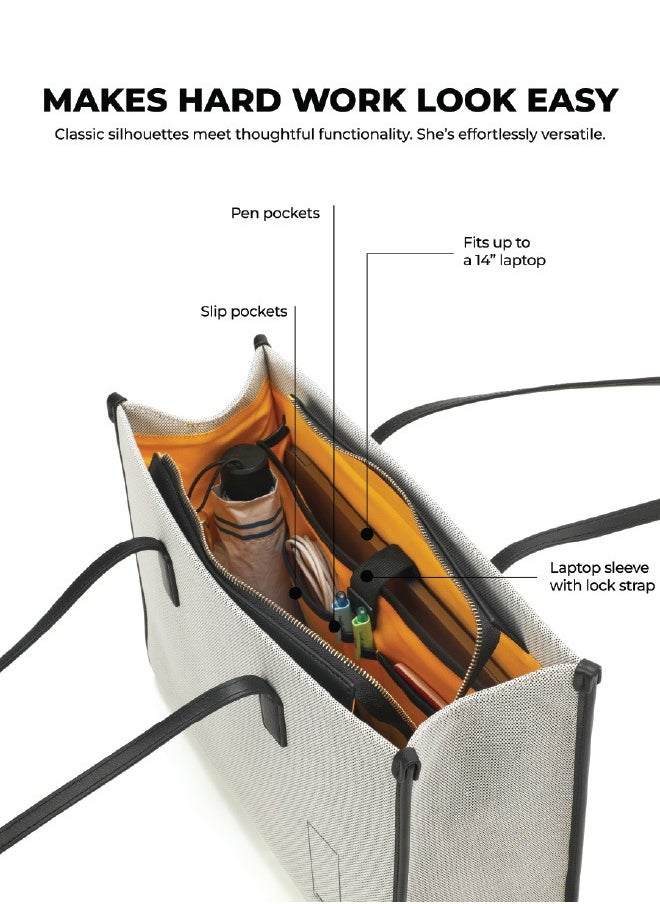 Mokobara MOKOBARA The Skye Tote Bag | Fits Upto 14" Laptop | Lightweight | Perfect For Work And Daily Use | Has Organizational Pockets And Laptop Sleeve | Made With Vegan Leather | For Women  - Image 4
