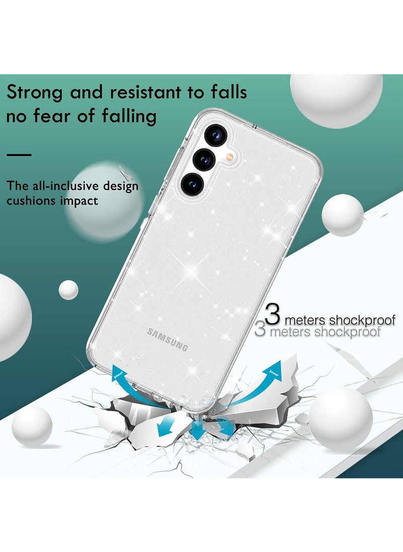 X-level Samsung Galaxy A55 Case,Shockproof Cute Clear Glitter Drop Protection Sparkly Bling Protective Phone Cover for Women Girls for Samsung Galaxy A55 case Silicone Bumper Design  - Image 2