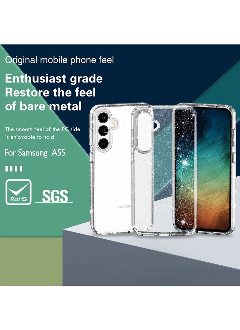 X-level Samsung Galaxy A55 Case,Shockproof Cute Clear Glitter Drop Protection Sparkly Bling Protective Phone Cover for Women Girls for Samsung Galaxy A55 case Silicone Bumper Design  - Image 4
