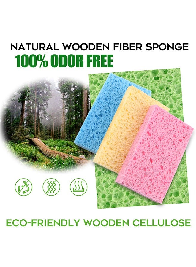 meayul Cleaning Scrub Sponges Kitchen, 18PCS, Premium Compressed Kitchen Sponges, Non-Scratch Scrub for Washing Dishes, Biodegradable Natural Sponge, Multipurpose Cellulose Sponges for Cleaning - Image 5