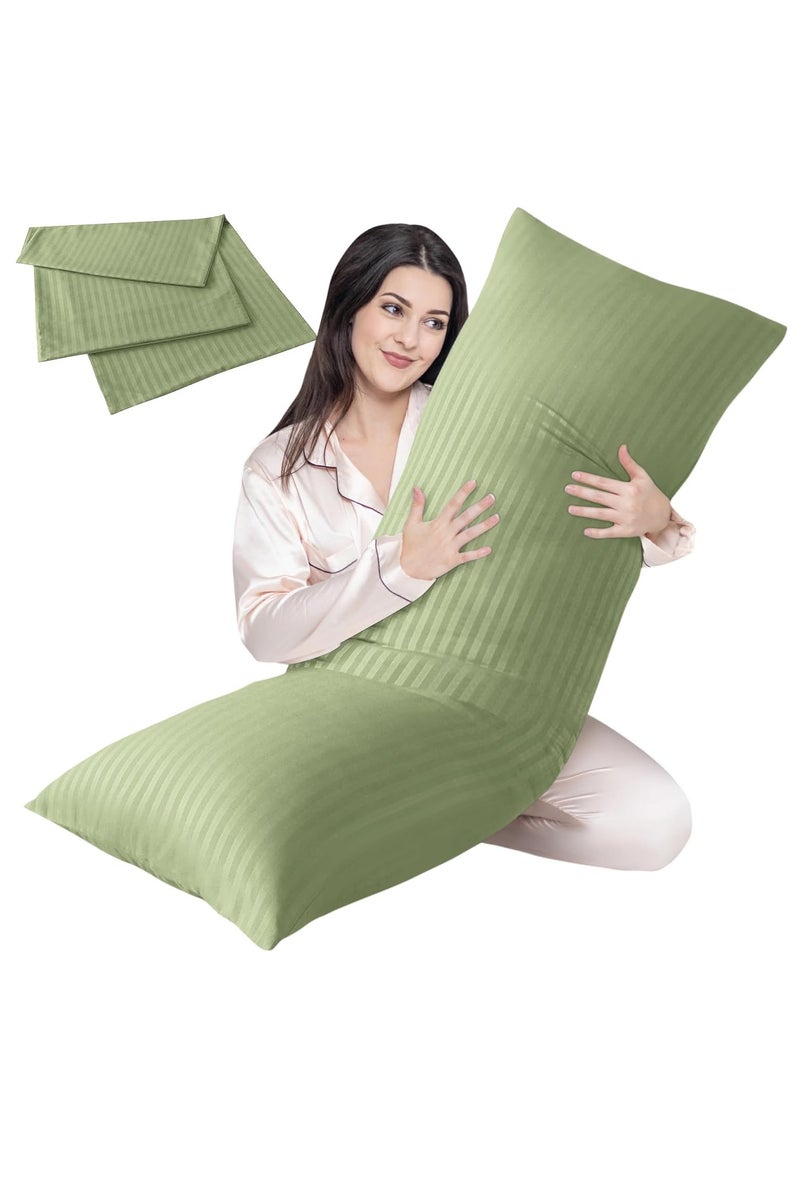 Pioneer Full Body Pillow Insert with Sage Green Pillowcase - Fluffy Long Bed Pillow for Adults - Firm Large Body Pillow with Washable Cover for Side and Back Sleepers - 20x54 Inch(Sage Green) - Image 1
