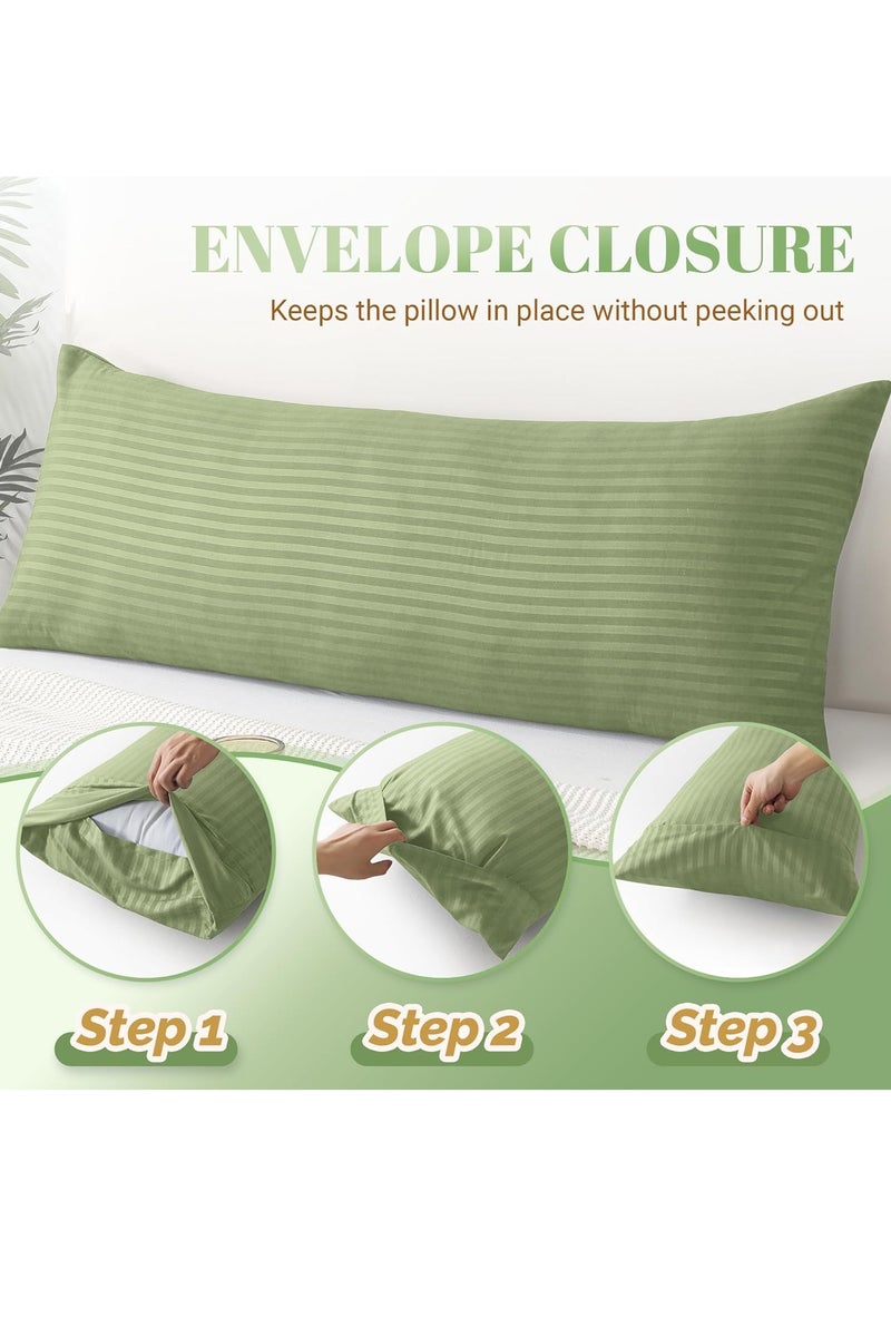 Pioneer Full Body Pillow Insert with Sage Green Pillowcase - Fluffy Long Bed Pillow for Adults - Firm Large Body Pillow with Washable Cover for Side and Back Sleepers - 20x54 Inch(Sage Green) - Image 4
