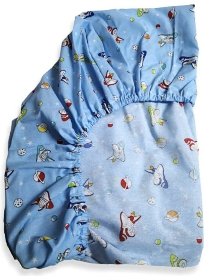 Bebek Özel Baby Special Cotton Baby and Kids Elastic Bed Sheet Blue Galaxy 70X160  - Image 2