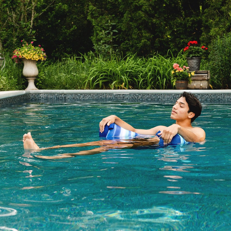 Big Joe Noodle Sling No Inflation Needed Pool Seat with Armrests, Blurred Blue Double Sided Mesh, Quick Draining Fabric, 3 feet - Image 3
