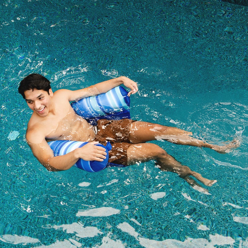 Big Joe Noodle Sling No Inflation Needed Pool Seat with Armrests, Blurred Blue Double Sided Mesh, Quick Draining Fabric, 3 feet - Image 4