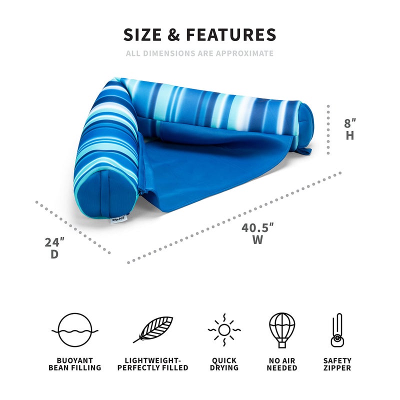 Big Joe Noodle Sling No Inflation Needed Pool Seat with Armrests, Blurred Blue Double Sided Mesh, Quick Draining Fabric, 3 feet - Image 2
