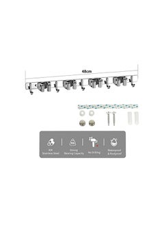 Arabest Broom Mop Holder Wall Mount Stainless Steel Heavy Duty Self Adhesive Garage Organization Tool Organizer Storage Tool Closet With 3 Racks And 4 Hooks Perfect For Kitchen Garden Room  - Image 2