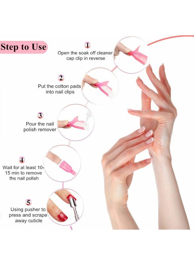 HiMo Nail Polish Gel Remover Tools Kit, Soak Off Cap Clip 10pcs, Dispenser Bottle, 600PCS Cotton Pads Handle Brushes Finger Separators(Black-Set) - Image 2