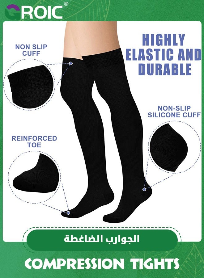 GROIC - 3 Pack Compression Socks for Adults, Copper Medical Compression Socks, Best Circulation Support for Medical, Running,Nursing,Athletic,Thigh High Compression Socks - Image 1