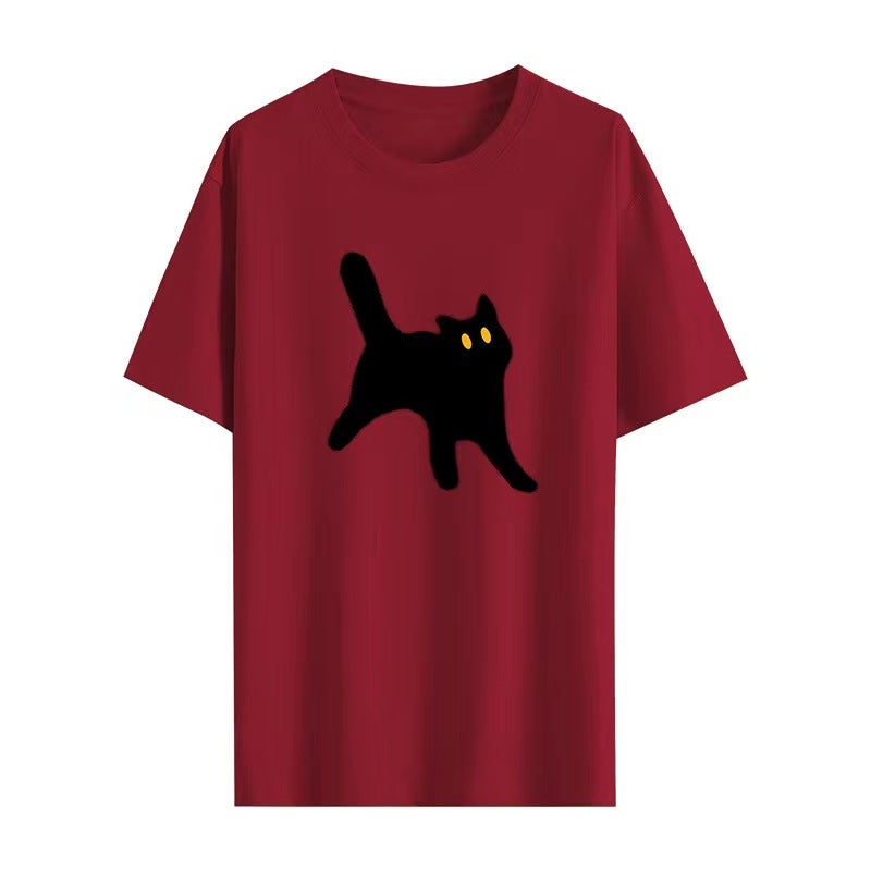 Japanese-Style Cat Print Cute Pure Cotton Short-Sleeve T-Shirt For Women, Summer Korean Version Loose White T-Shirt Top, From Manufacturer