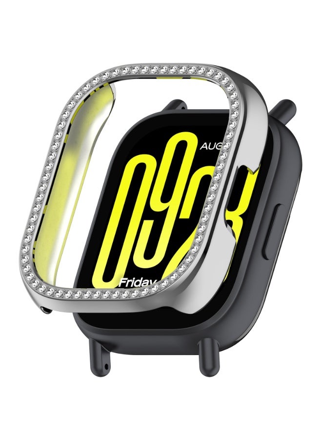 Hollow Jewelry Case For Redmi Watch 5 Active Cover Women/Men, Durable Anti-Fall Rhinestone Bumper Frame For Redmi Watch 5  Active Smartwatch Accessories (Silver) - Image 1