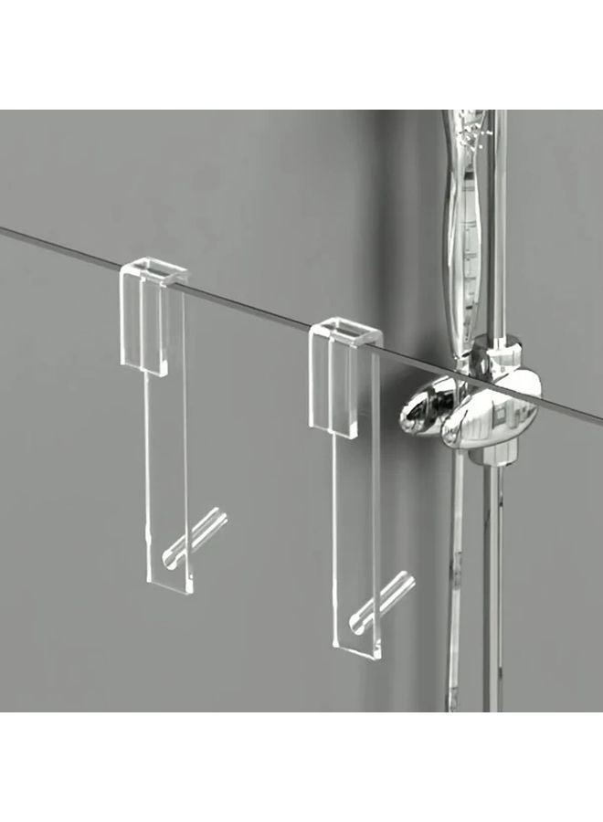 2pcs Transparent Modern Acrylic Wall Mounted Towel Hooks No Drill Easy Install - Image 5