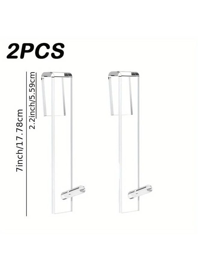 2pcs Transparent Modern Acrylic Wall Mounted Towel Hooks No Drill Easy Install - Image 1