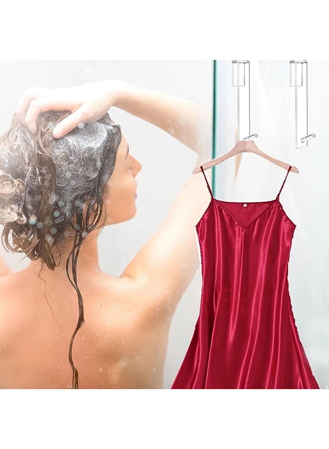 2pcs Transparent Modern Acrylic Wall Mounted Towel Hooks No Drill Easy Install - Image 3