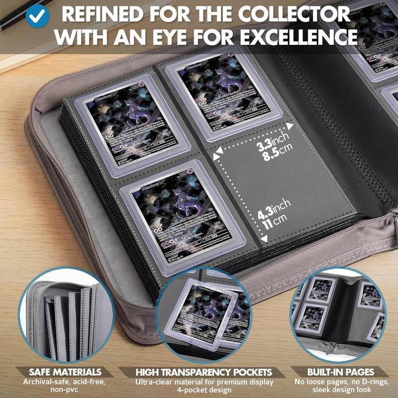 FunGuys Toploader Binder â€“ 4 Pocket Trading Card Binder for 128 Top Loaders, Pokemon Card Binder, MTG, Yugioh, Sports Cards, TCG Storage Album, Zipper Card Collector Folder - Image 3