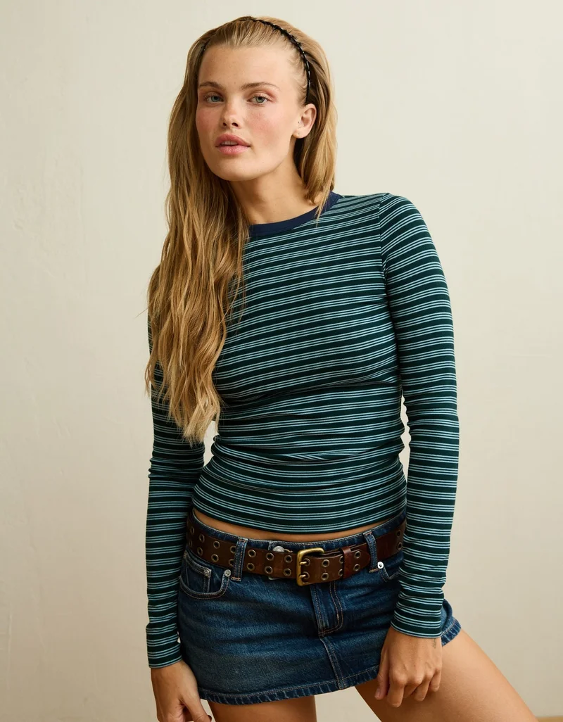 American Eagle  AE Cozy Crew Neck Long Sleeve T-Shirt  | Best Price UAE