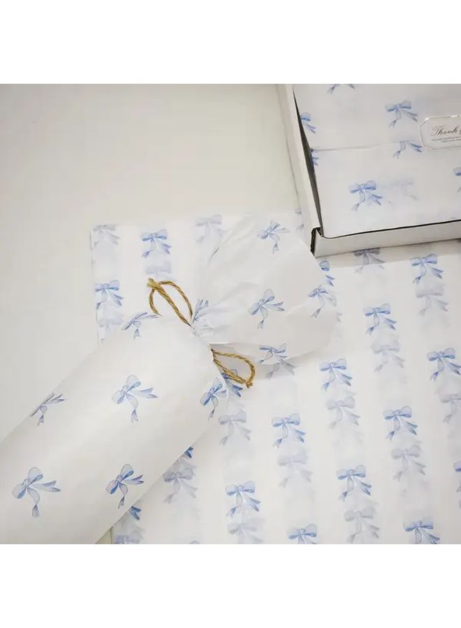 25 Blue Bow Thin Gift Wrap Sheets 20x14 Inch for Spring Wedding Birthday - Image 4