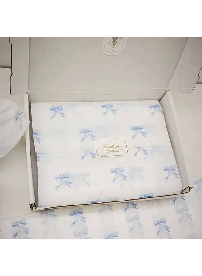 25 Blue Bow Thin Gift Wrap Sheets 20x14 Inch for Spring Wedding Birthday - Image 1