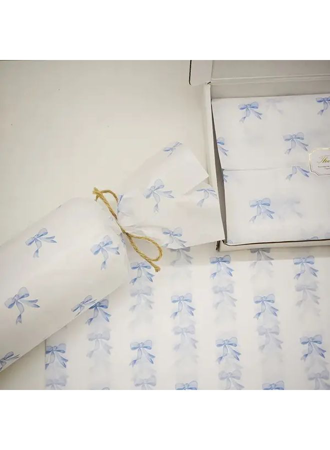 25 Blue Bow Thin Gift Wrap Sheets 20x14 Inch for Spring Wedding Birthday - Image 5