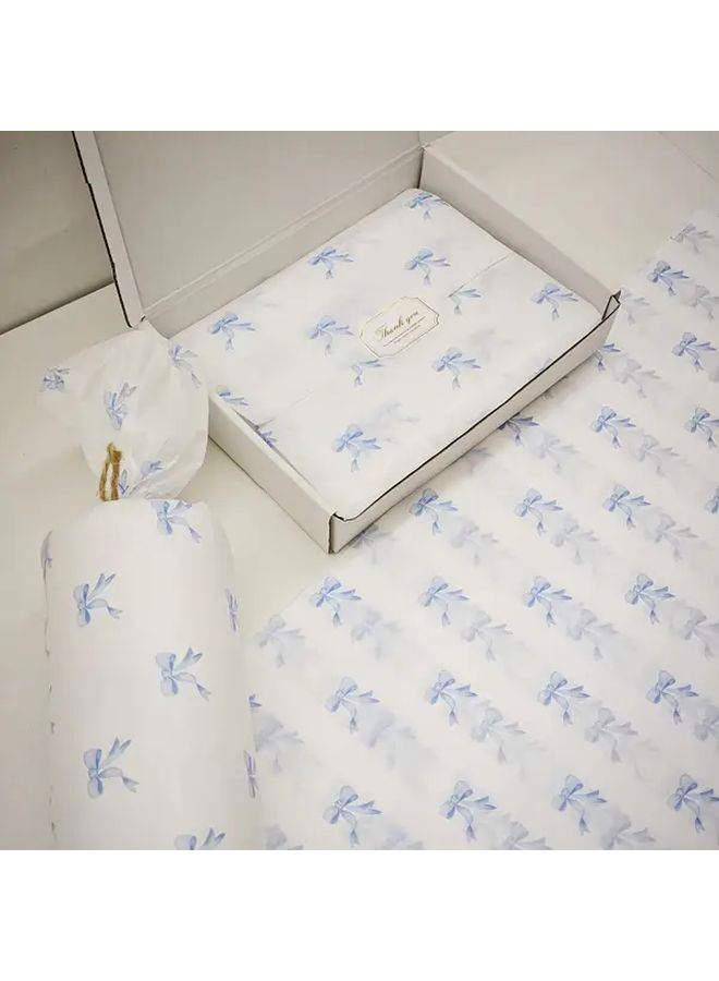 25 Blue Bow Thin Gift Wrap Sheets 20x14 Inch for Spring Wedding Birthday - Image 2