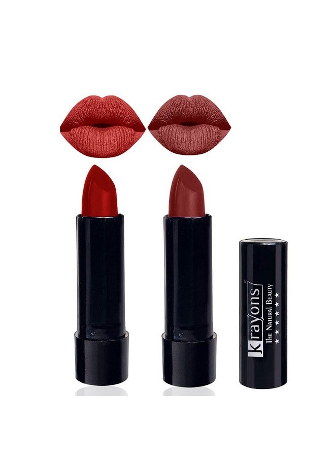 كرايونز أحمر شفاه كرايون لطيف غير لامع، مقاوم للماء، يدوم طويلاً، مركزي، لون الكرز الأحمر، 3.5 جرام لكل منهما (عبوة من قطعتين) - Image 1
