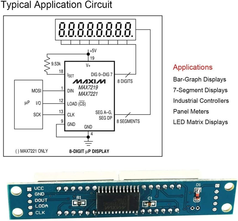 DEVMO 4pcs 8-Digit 7 Segment Module MAX7219 8 Bit Digital Segment Tube LED Display Module Supports Cascade Eight Bit Serial 3 IO Ports Compatible with Ar-duino MCU/51/AVR/STM32 - Image 5