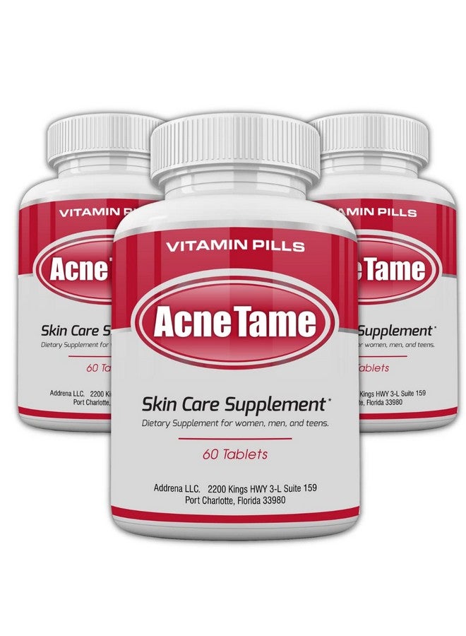 Acnetame Acnetame Acne Pills- Acne Tame 3 Pack Supplement- Clear Skin Vitamins Pill for Oily Skin Treatment, Hormonal Blemishes, Spots & Cystic Acnes Supplements for Women, Men, Teens & Adults- 180 Tablets - Image 1