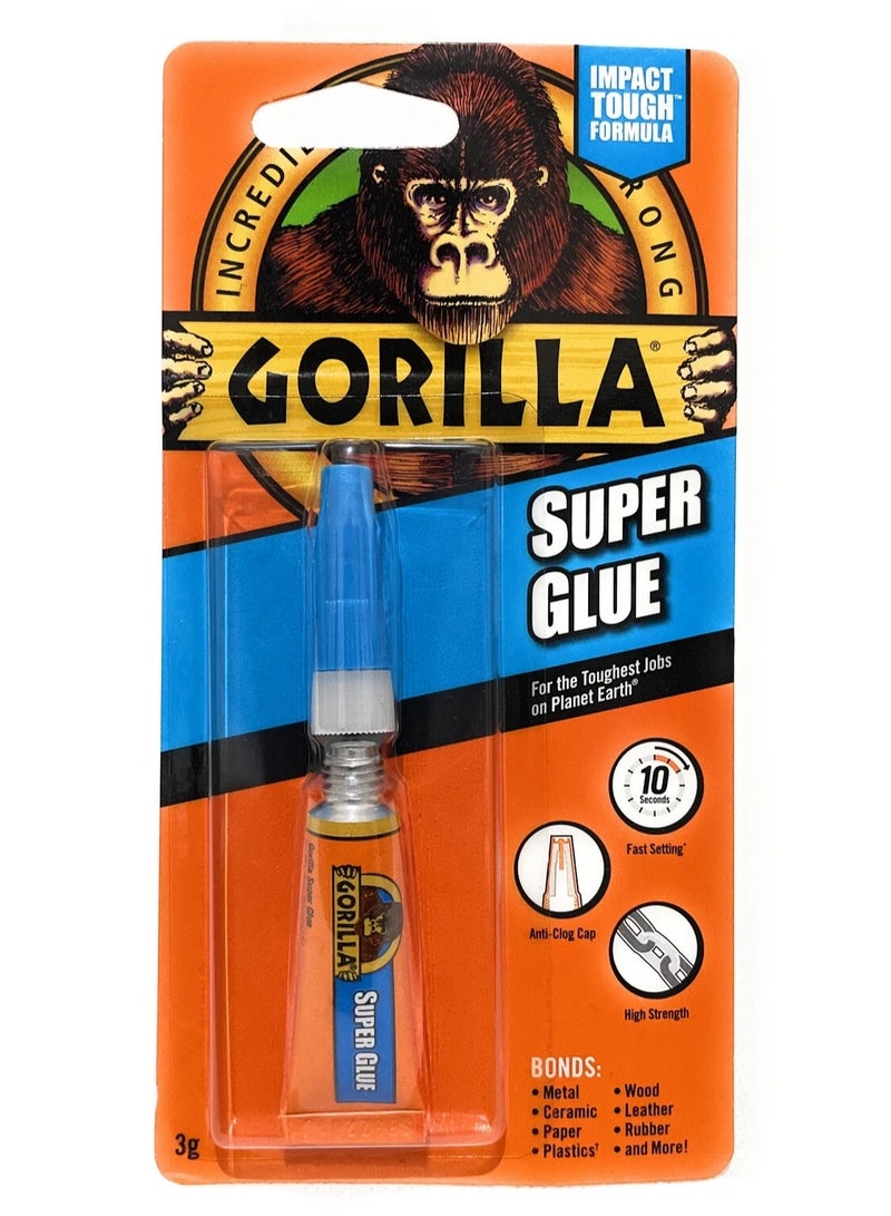Gorilla غراء غوريلا سوبر يلتصق بالبلاستيك والورق والخشب والمعادن والسيراميك والمزيد 3 جرام - Image 1