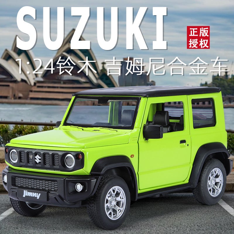 Authentic 1:24 Suzuki Jimny Alloy Model Toy Car with Sound, Light and Shock Absorption Green - Image 4