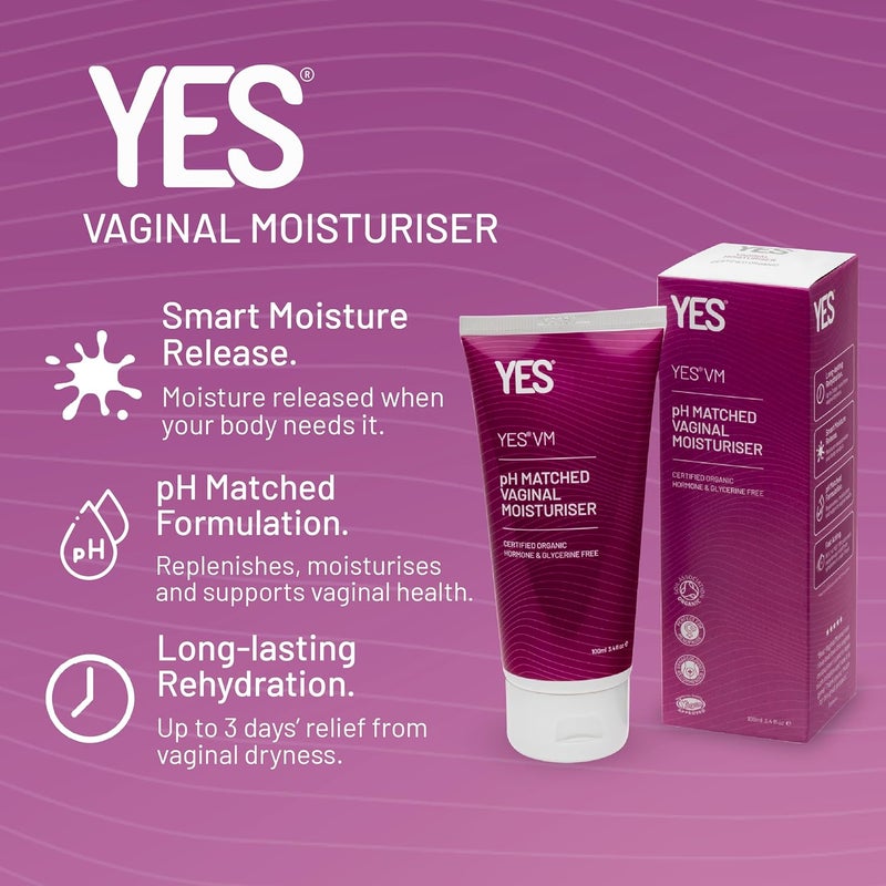 YES VM Vaginal Moisturiser WaterBased LongLasting Fast Acting for Vaginal Dryness Certified Organic Natural Gel Moisturiser pH Matched 100ml - Image 2