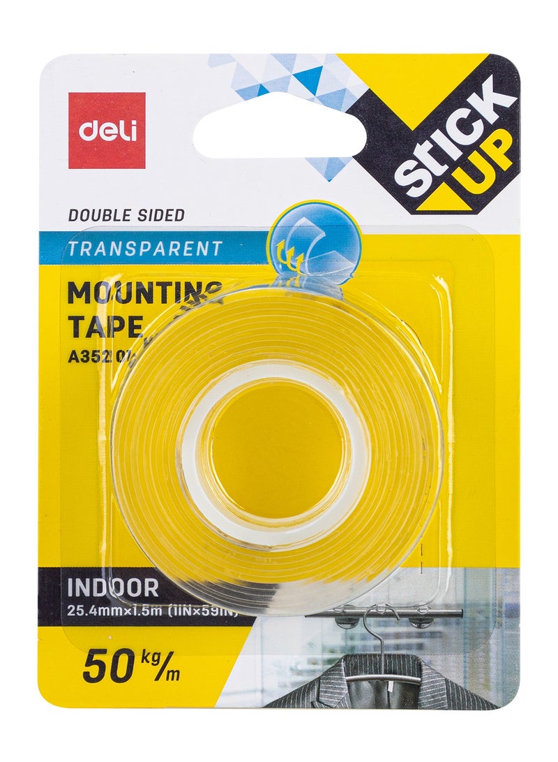 Deli EA35201 STICK UP Acrylic Nano Mounting Tape, 25.4mm x 1.5m x 1mm, Super Strong Double-Sided, Transparent, Multi-Surface Adhesion, - Image 3