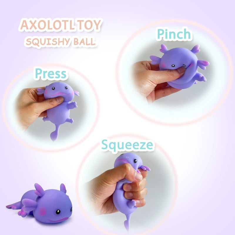 ZTATU Axolotl Squishy Stress Balls for Adults & Kids (1PCS) Sensory Fidget Toys Squeeze Dough Ball, Party Favors Stress Toy for Office, School, Travel, Easter Basket Stuffers (Purple) - Image 3