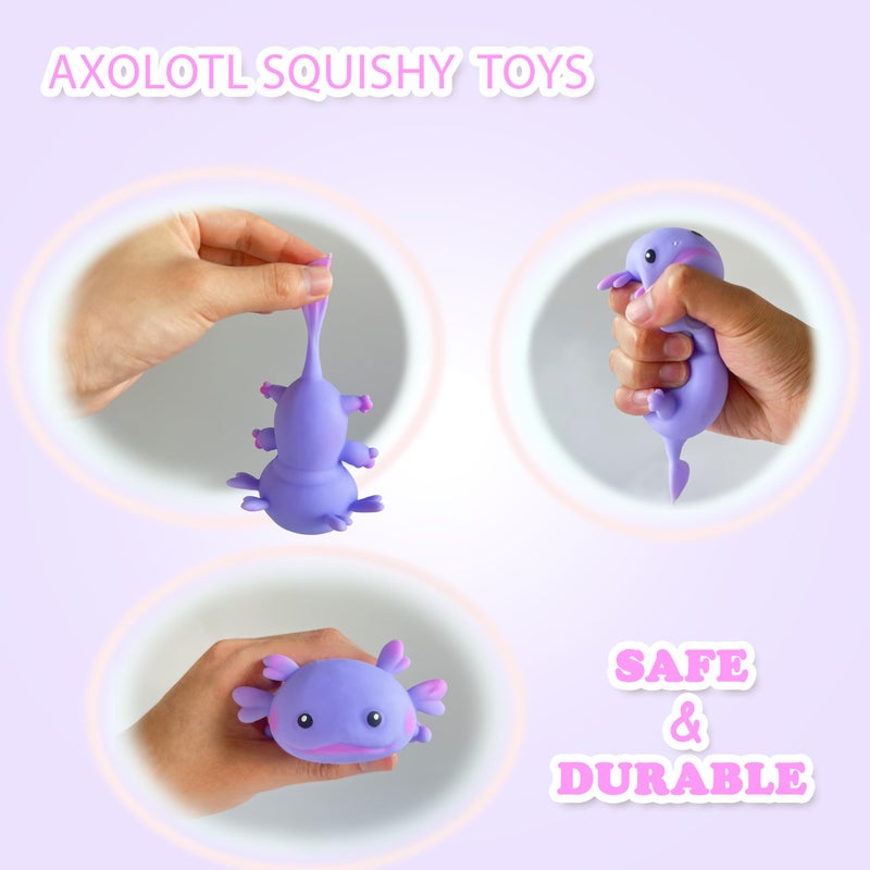 ZTATU Axolotl Squishy Stress Balls for Adults & Kids (1PCS) Sensory Fidget Toys Squeeze Dough Ball, Party Favors Stress Toy for Office, School, Travel, Easter Basket Stuffers (Purple) - Image 4