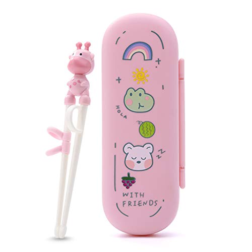 GAOJIXING Wakaka Chicken Shape Chopsticks, Easy to Use Training Chopsticks for Children and Adults, Made With Non-Toxic Dishwasher-safe Reusable Chopstick Set (Pink Deer) - Image 1