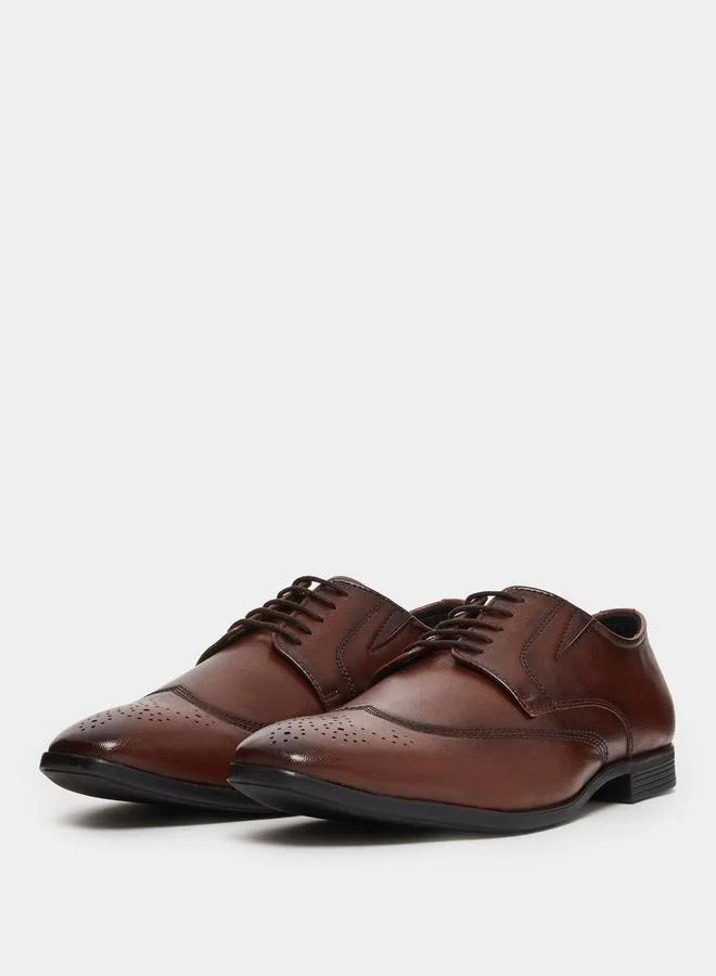 Styli Brown Classic Brogue Lace-Up Shoes