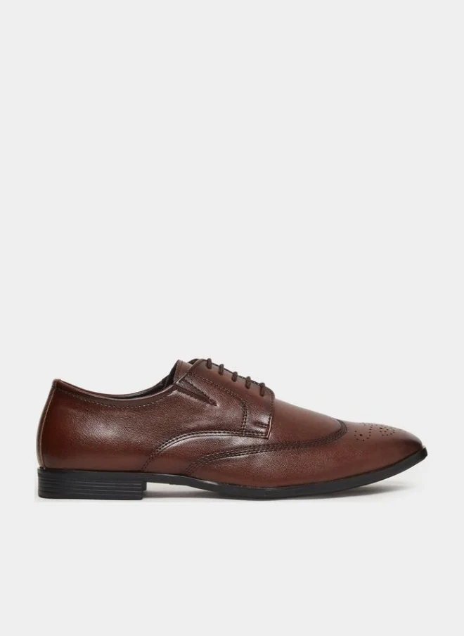 Styli Brown Classic Brogue Lace-Up Shoes