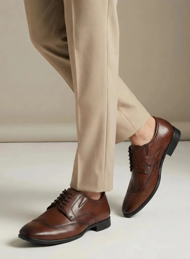 Styli  Brown Classic Brogue Lace-Up Shoes for Men | Best Price UAE