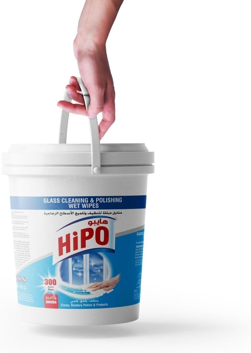 HIPO Glass Cleaning and Polishing 300-Wet Wipes, 15 cm x 20 cm Size, Blue - Image 3