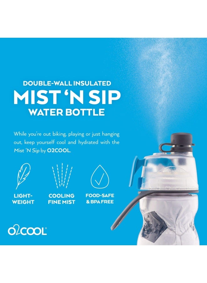 O2COOL Mist N Sip Misting Water Bottle 2in1 Mist And Sip Function With No Leak Pull Top Spout Reusable Sports Water Bottle  20 oz Soccer - Image 5