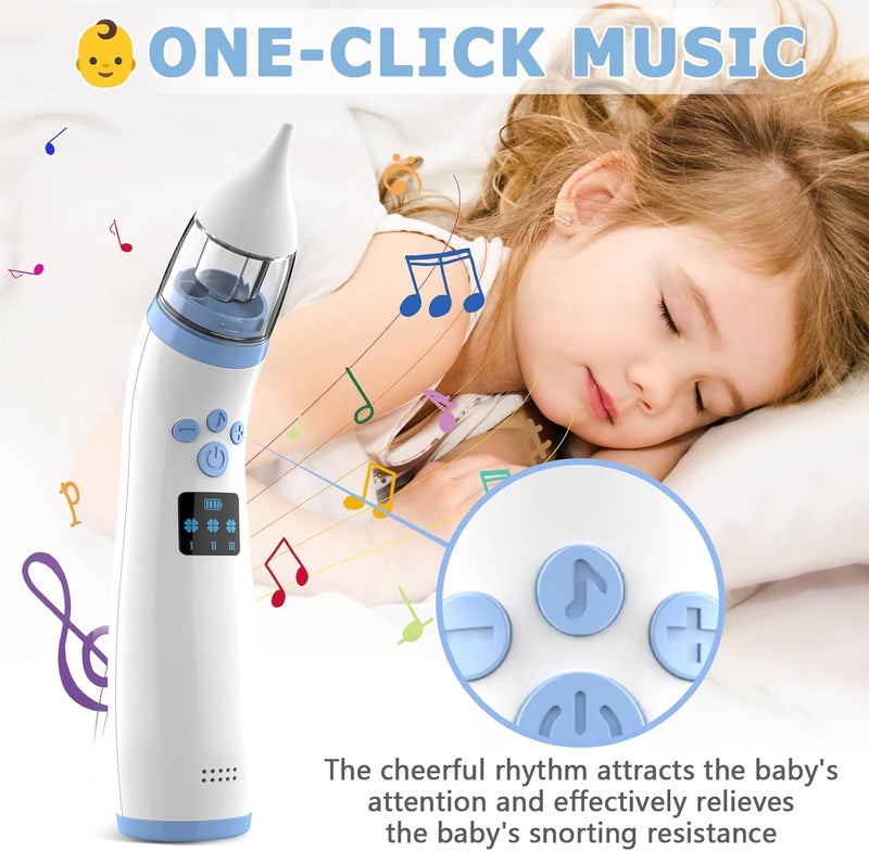 Anluomafuy Baby Nasal Aspirator, Automatic Electric Nose Cleaner, Nasal Aspirator Baby Electric, Rechargeable Nasal Aspirator with 3 Levels of Suction Power and 2 Tips, Music and Soft Light - Image 2