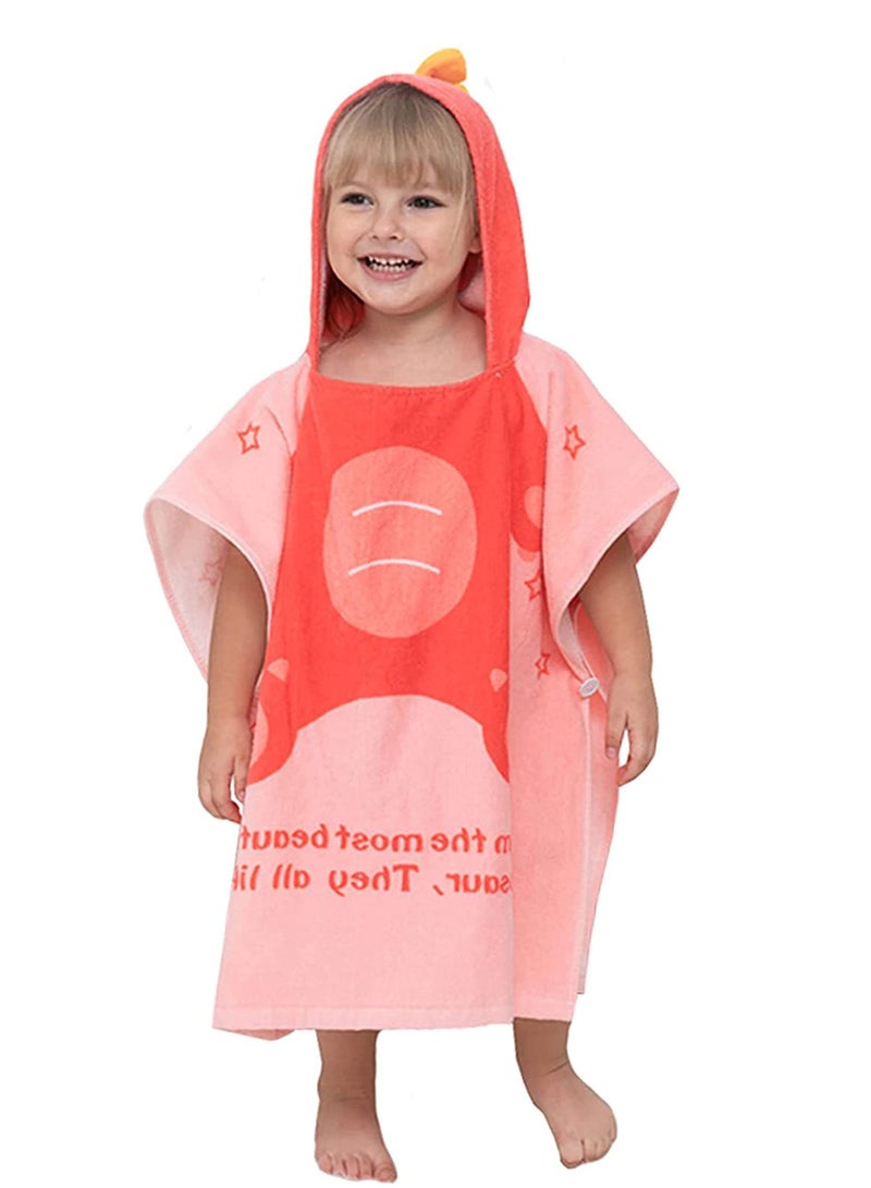 واي آند دي Kids Bath Towel,Children Hooded Towel, Microfiber Towel Super Soft, Robe Poncho Bathrobe, for Boys Girls Swimming Beach Holiday Water Playing, Cartoon Animal Pattern (Pink Dinosaur) - Image 1