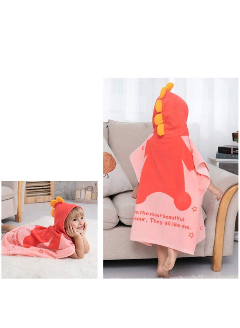 واي آند دي Kids Bath Towel,Children Hooded Towel, Microfiber Towel Super Soft, Robe Poncho Bathrobe, for Boys Girls Swimming Beach Holiday Water Playing, Cartoon Animal Pattern (Pink Dinosaur) - Image 4